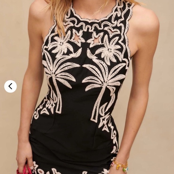 Maje Black Embroidered Palm Tree Mini Dress – EU 38 / US 6 - Picture 7 of 8
